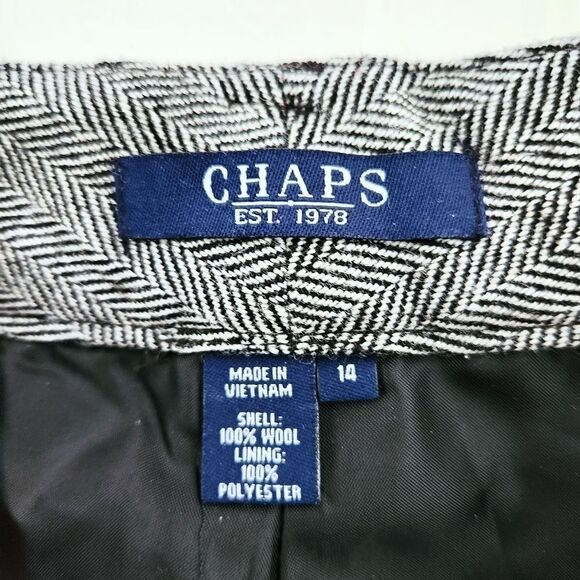 Chaps Tweed Herringbone Wool Lined Women's Pants Trousers, US Size 14 - Picture 2 of 5